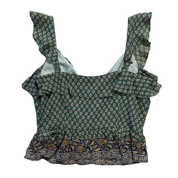 Veronica Beard Randa 100% Silk Green Paisley Ruffle Trim Top NWT Size 10 - Picture 4 of 8